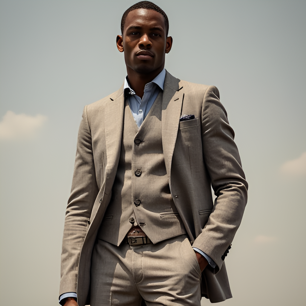 A portrait of DeVonta Smith off the field, showcasing his unique fashion sense and style, perhaps wearing one of his notable suits.